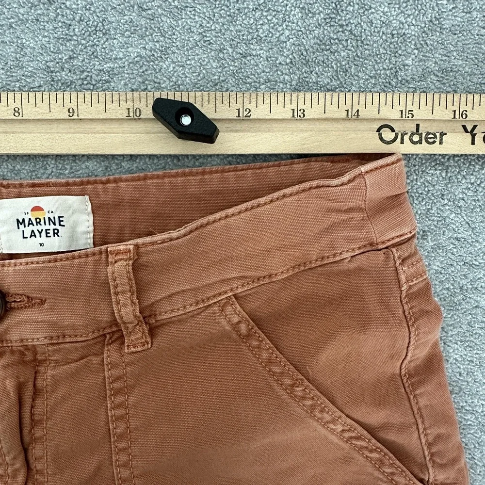 Marine Layer Pants Womens 10 Rust Carpenter Tapered Cropped Utility Twill - Picture 4 of 9